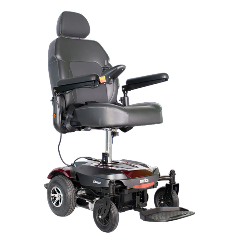 2026 Merits Dualer P312 power chair with red base and power elevating seat